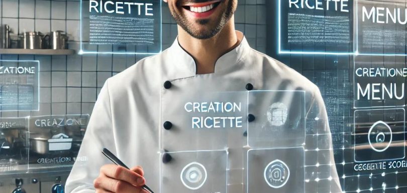 An image of a happy chef in a modern well organiz